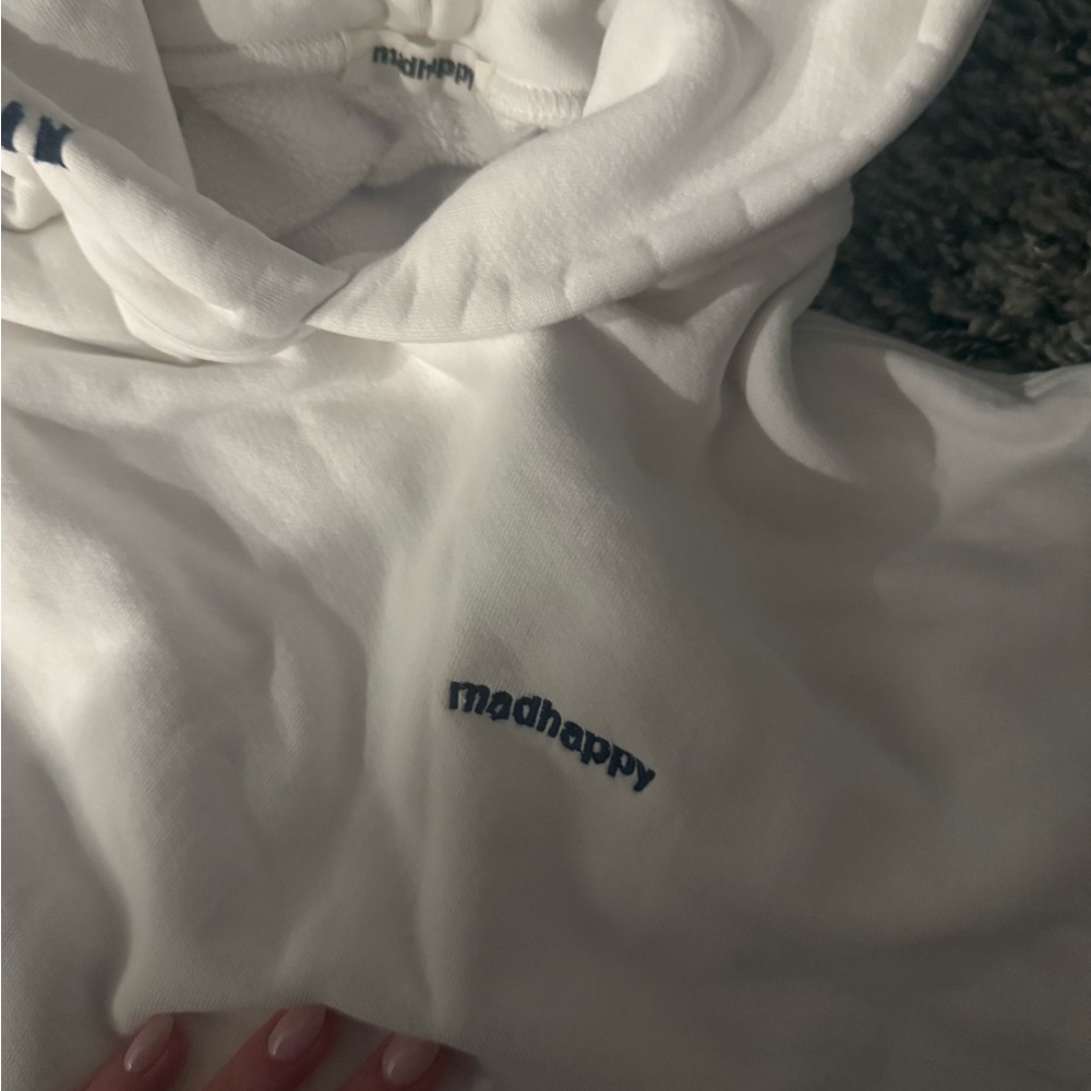 MADHAPPY HOODIE WHITE AND NAVY - Picture 3 of 6